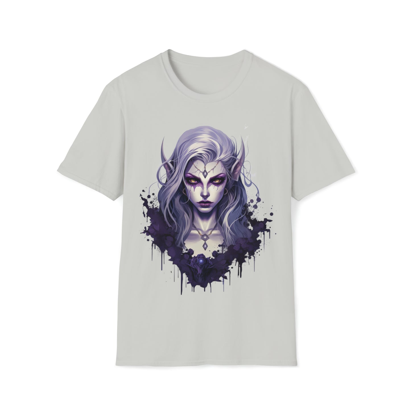 Gothic Female Drow Elf - Dark Hair, Purple Eyes - Beautiful Mythical Fantasy T-Shirt, Gothic Female Drow Elf, Dark Hair, Girl Gift, For Her
