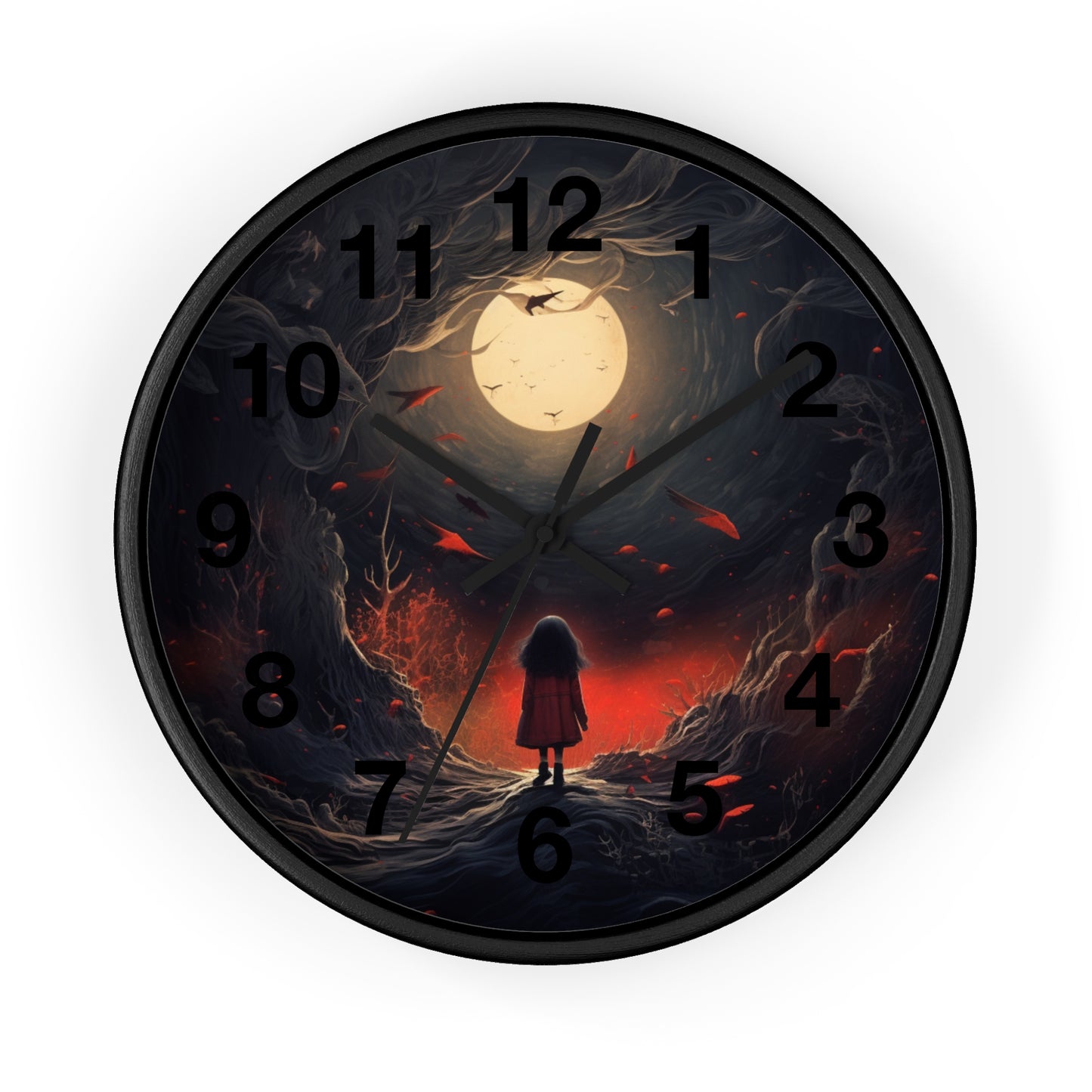 Midnight Dreams Wall Clock - Gothic, Moon, Halloween Style, Dark Academia, Spooky Lover
