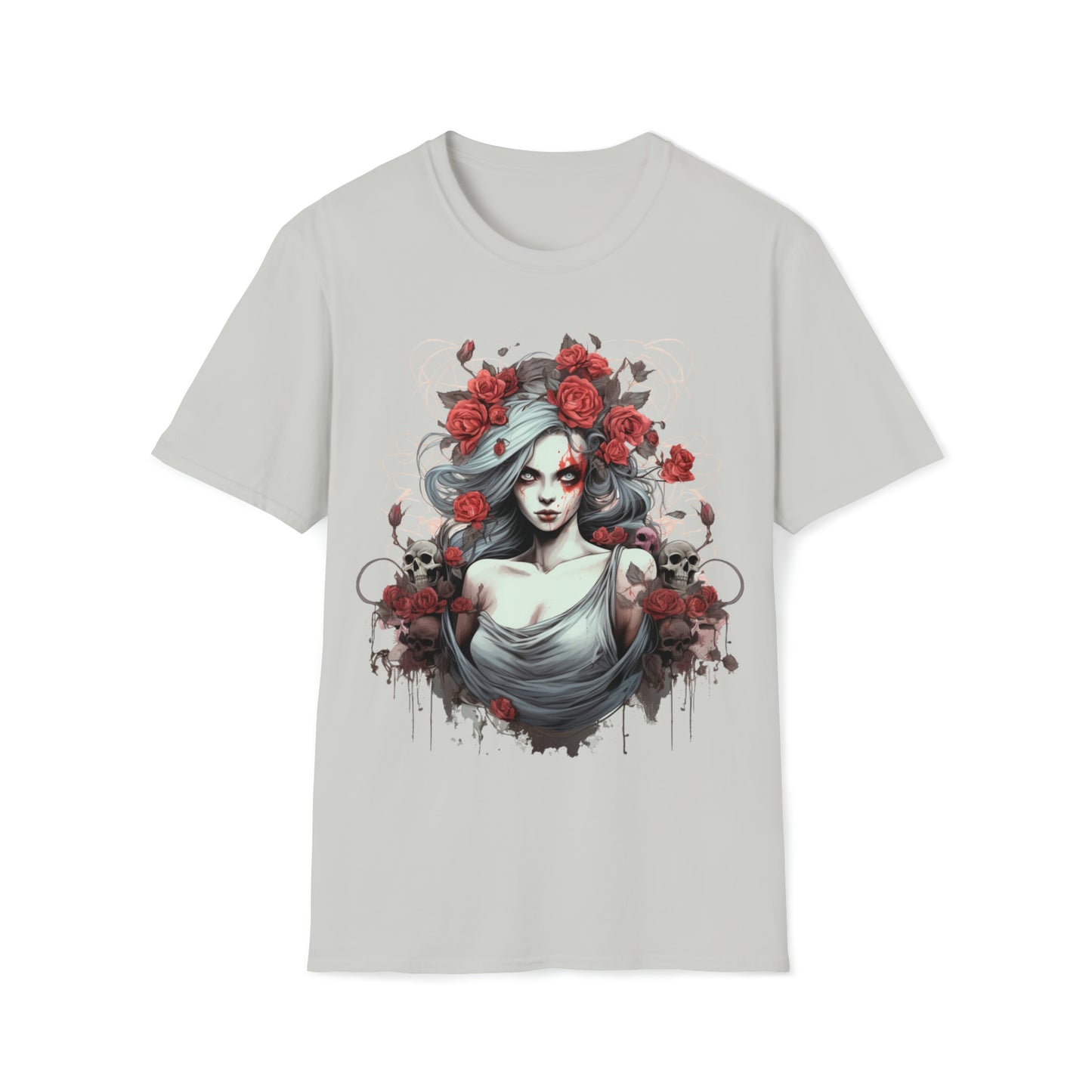 Mystical Fantasy Skeletal Fairy - Skulls and Roses, Skeletal Fairy, Skulls and Roses, Beautiful Woman Sculpture, Gothic Fantasy Art, T-Shirt