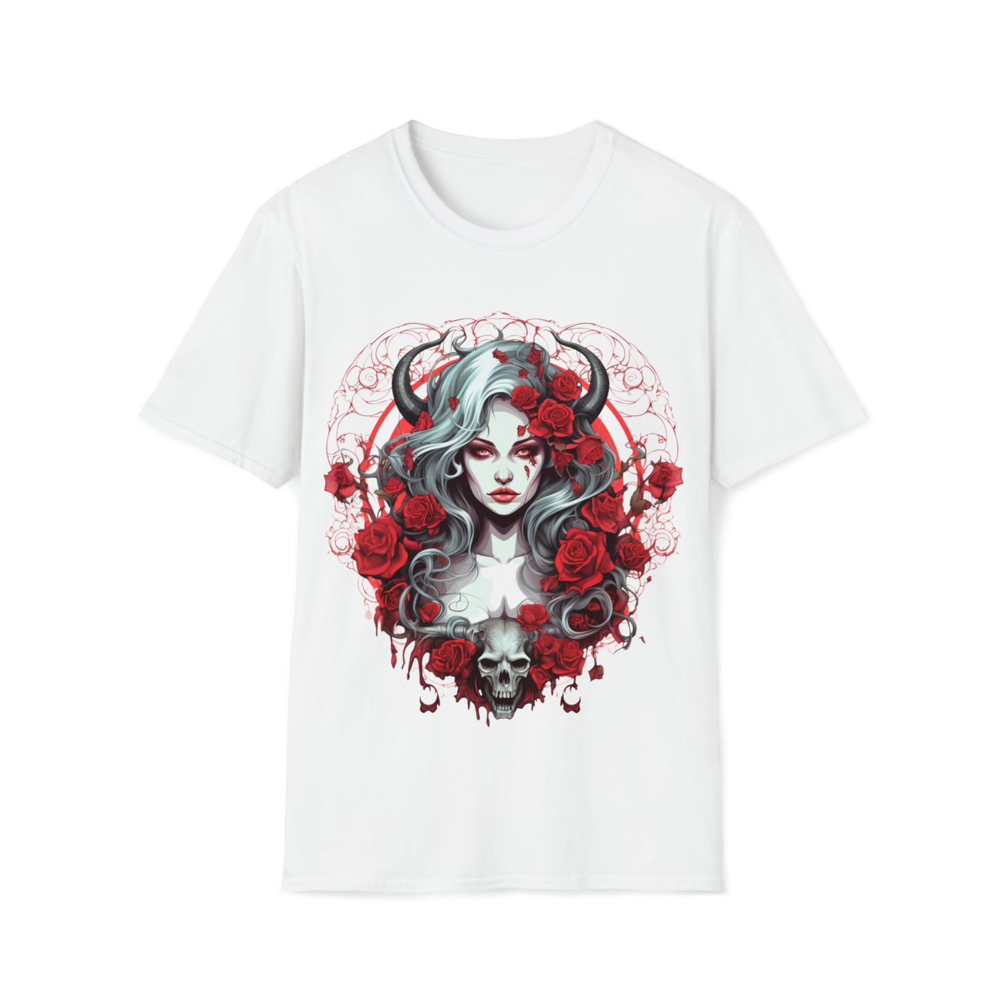 Mythical Fantasy Fairy Life Blood Scythe - Skulls, Roses, and Beautiful Woman - Enchanting Gothic T-Shirt, Gift for her, Witchy Gift.