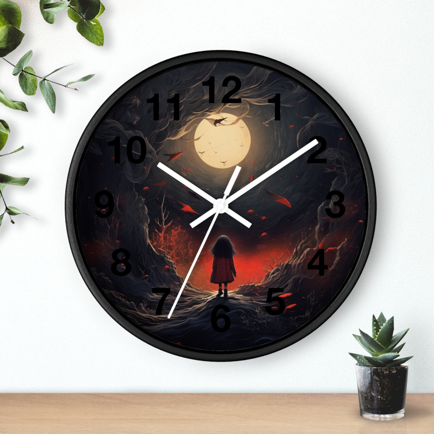 Midnight Dreams Wall Clock - Gothic, Moon, Halloween Style, Dark Academia, Spooky Lover