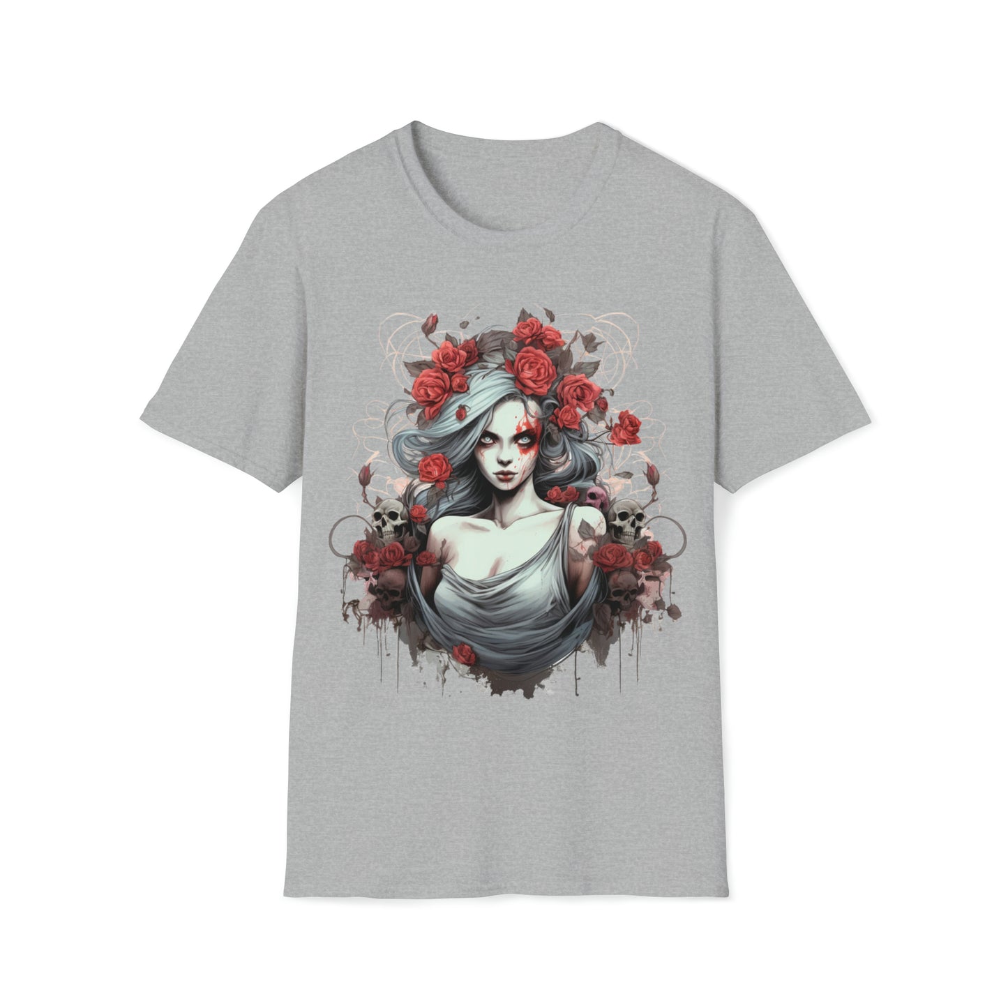 Mystical Fantasy Skeletal Fairy - Skulls and Roses, Skeletal Fairy, Skulls and Roses, Beautiful Woman Sculpture, Gothic Fantasy Art, T-Shirt