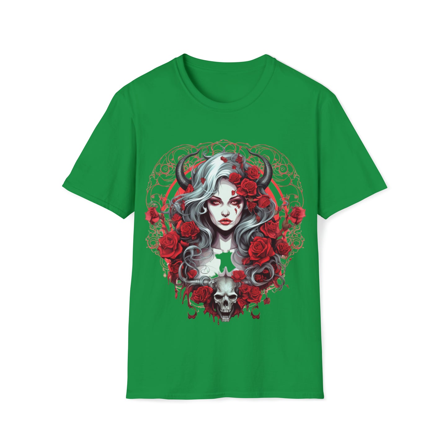 Mythical Fantasy Fairy Life Blood Scythe - Skulls, Roses, and Beautiful Woman - Enchanting Gothic T-Shirt, Gift for her, Witchy Gift.