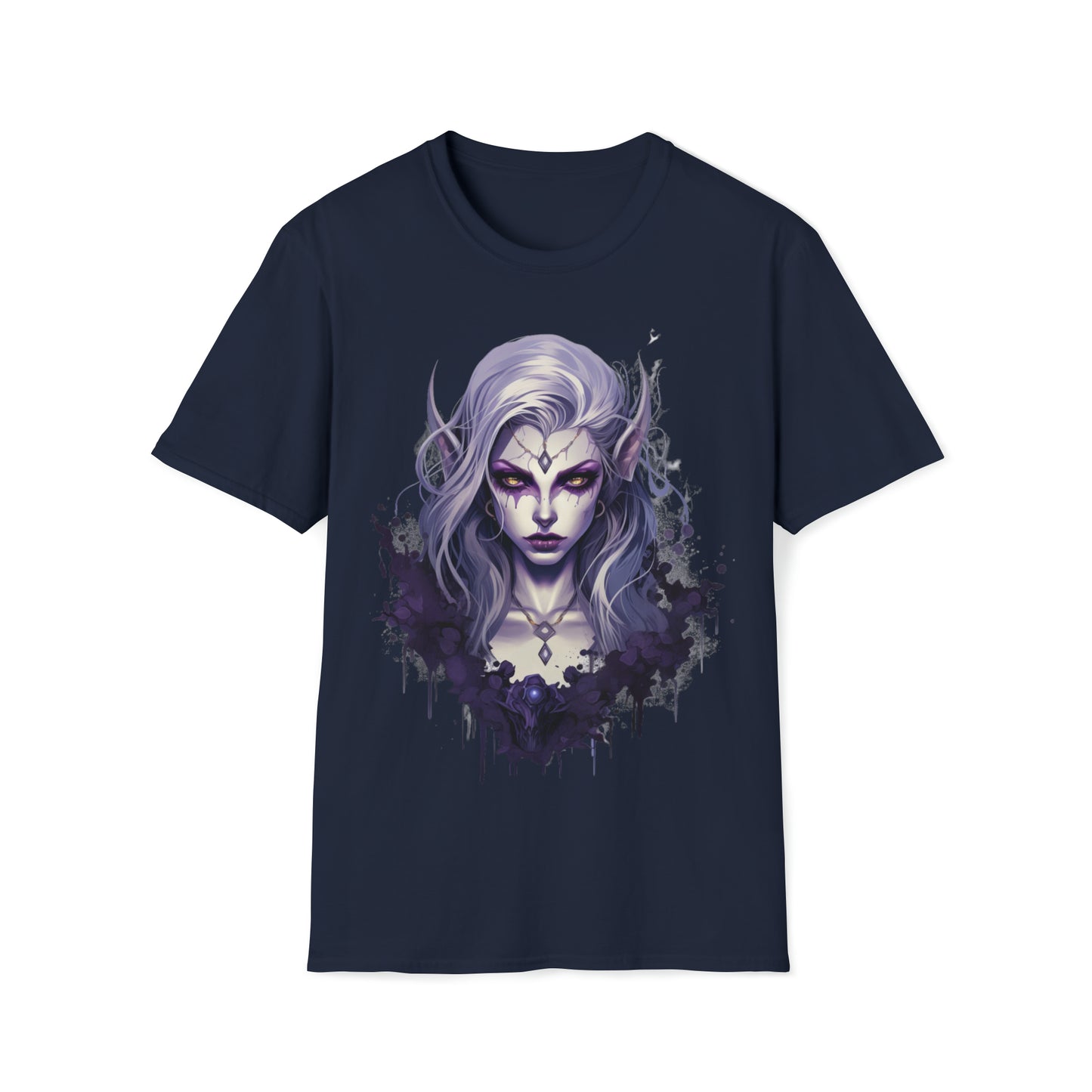 Gothic Female Drow Elf - Dark Hair, Purple Eyes - Beautiful Mythical Fantasy T-Shirt, Gothic Female Drow Elf, Dark Hair, Girl Gift, For Her