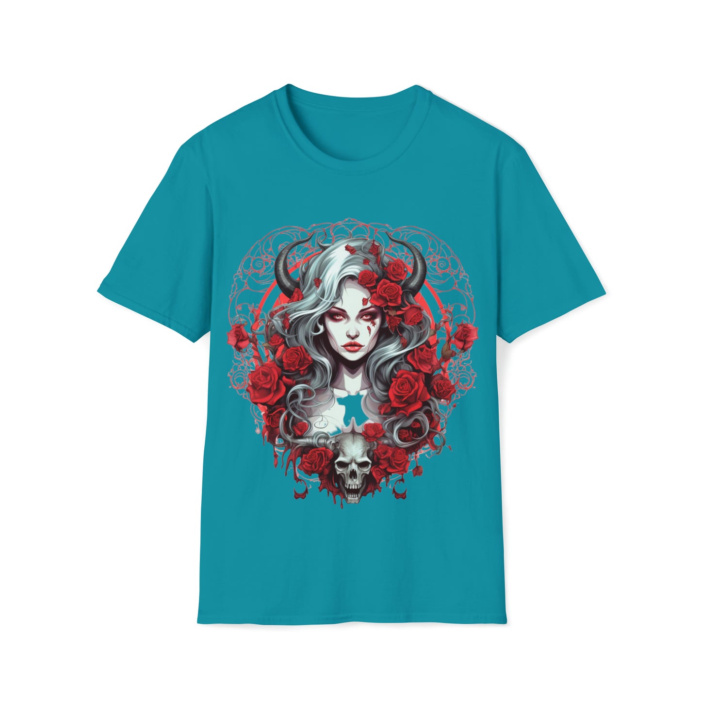 Mythical Fantasy Fairy Life Blood Scythe - Skulls, Roses, and Beautiful Woman - Enchanting Gothic T-Shirt, Gift for her, Witchy Gift.
