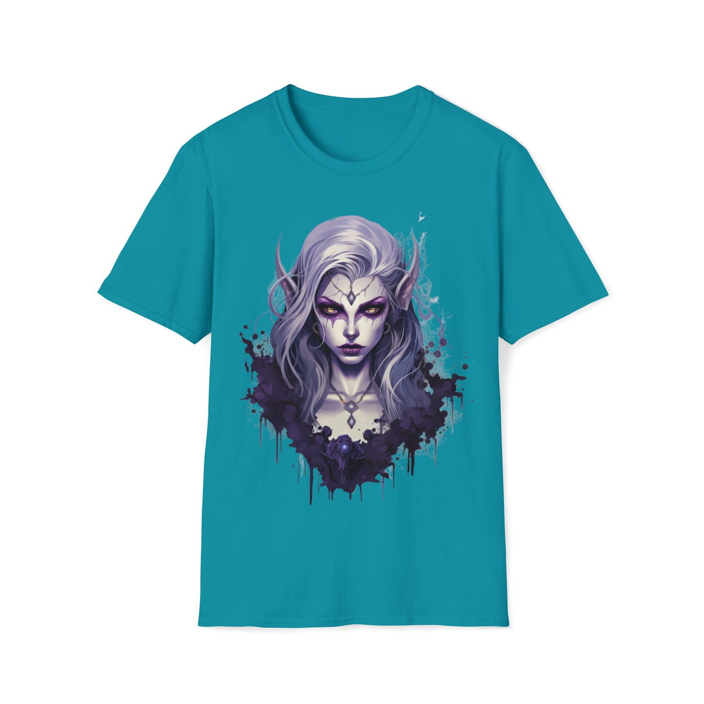 Gothic Female Drow Elf - Dark Hair, Purple Eyes - Beautiful Mythical Fantasy T-Shirt, Gothic Female Drow Elf, Dark Hair, Girl Gift, For Her