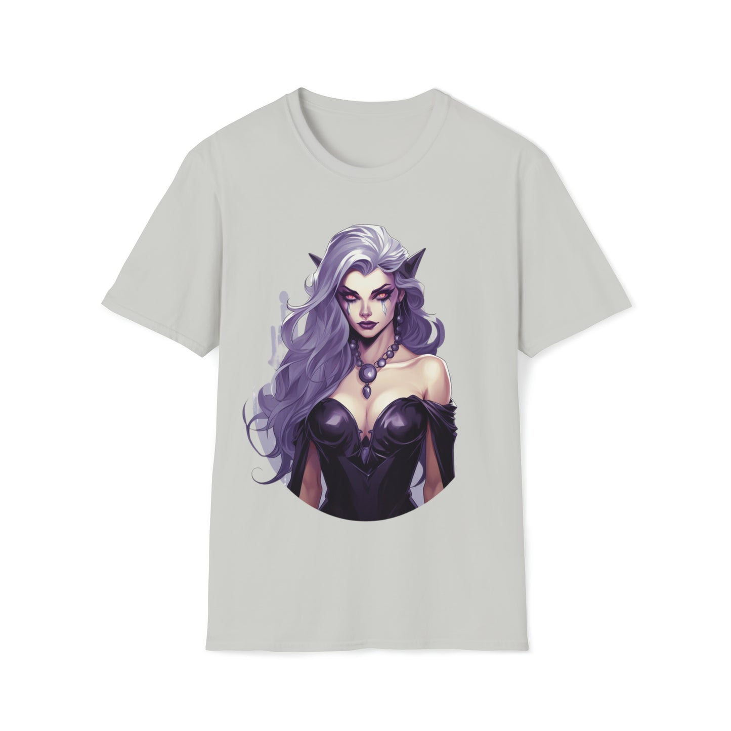 Enchanting Gothic Female Drow Elf - Dark Hair, Purple Eyes T-Shirt, Gothic Female Drow Elf, Dark Hair, Purple Eyes, Gift for her,