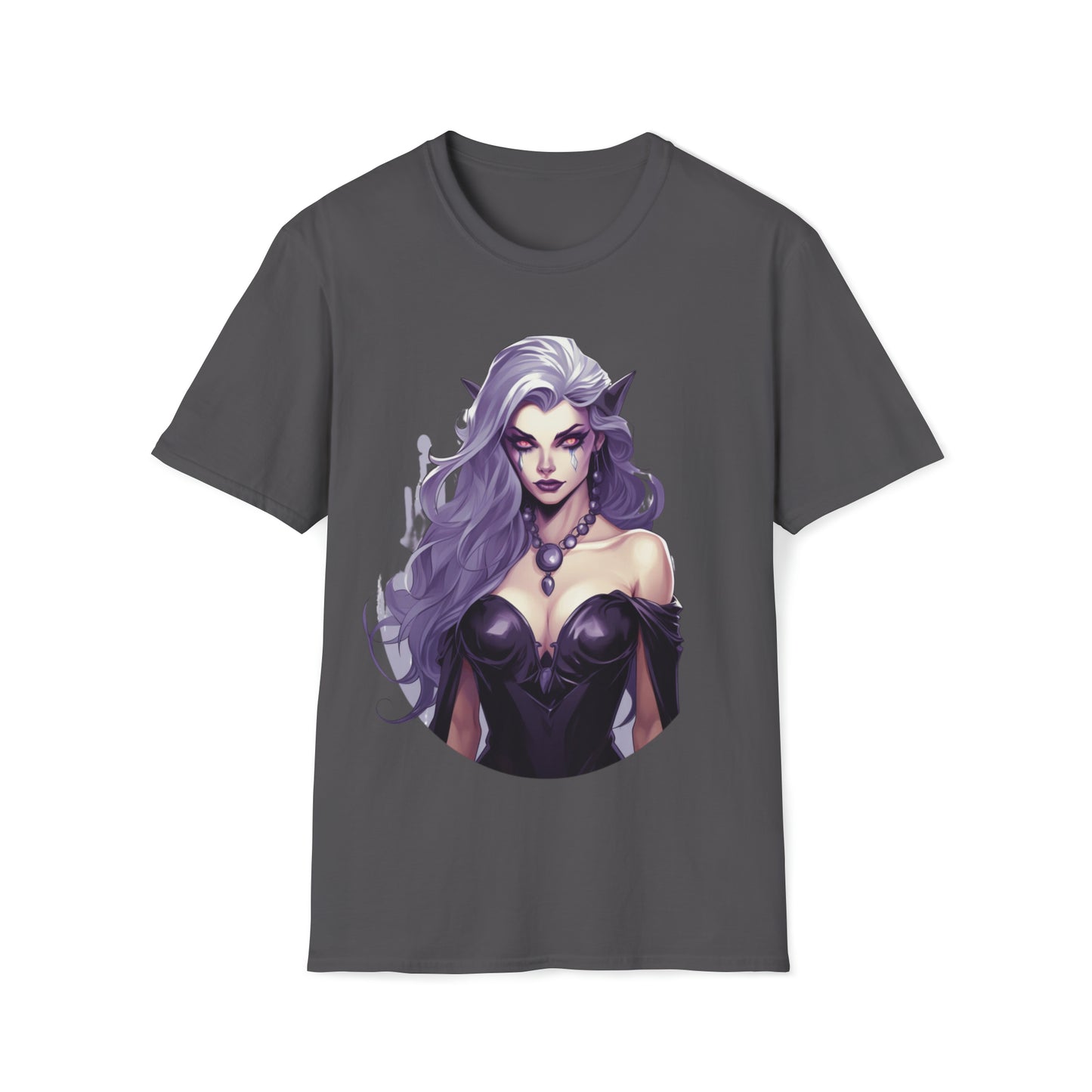 Enchanting Gothic Female Drow Elf - Dark Hair, Purple Eyes T-Shirt, Gothic Female Drow Elf, Dark Hair, Purple Eyes, Gift for her,