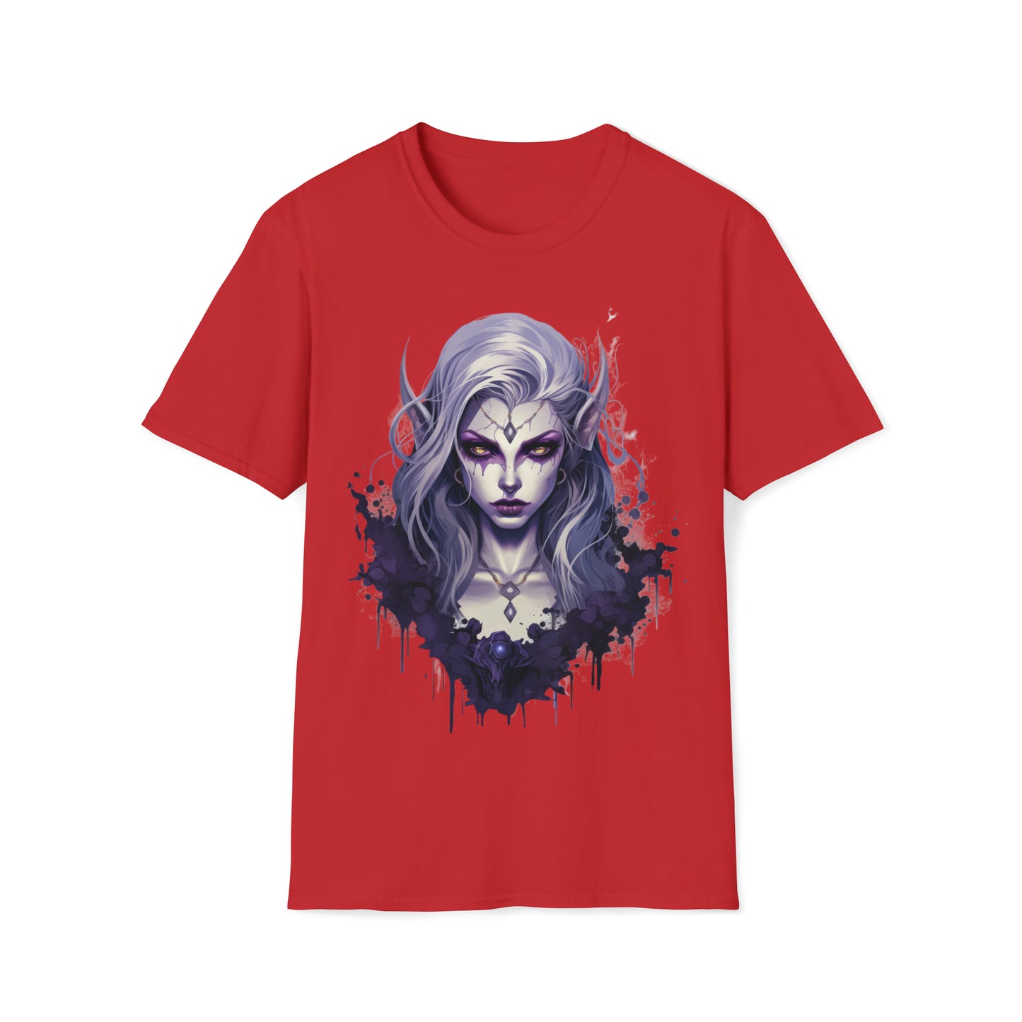 Gothic Female Drow Elf - Dark Hair, Purple Eyes - Beautiful Mythical Fantasy T-Shirt, Gothic Female Drow Elf, Dark Hair, Girl Gift, For Her