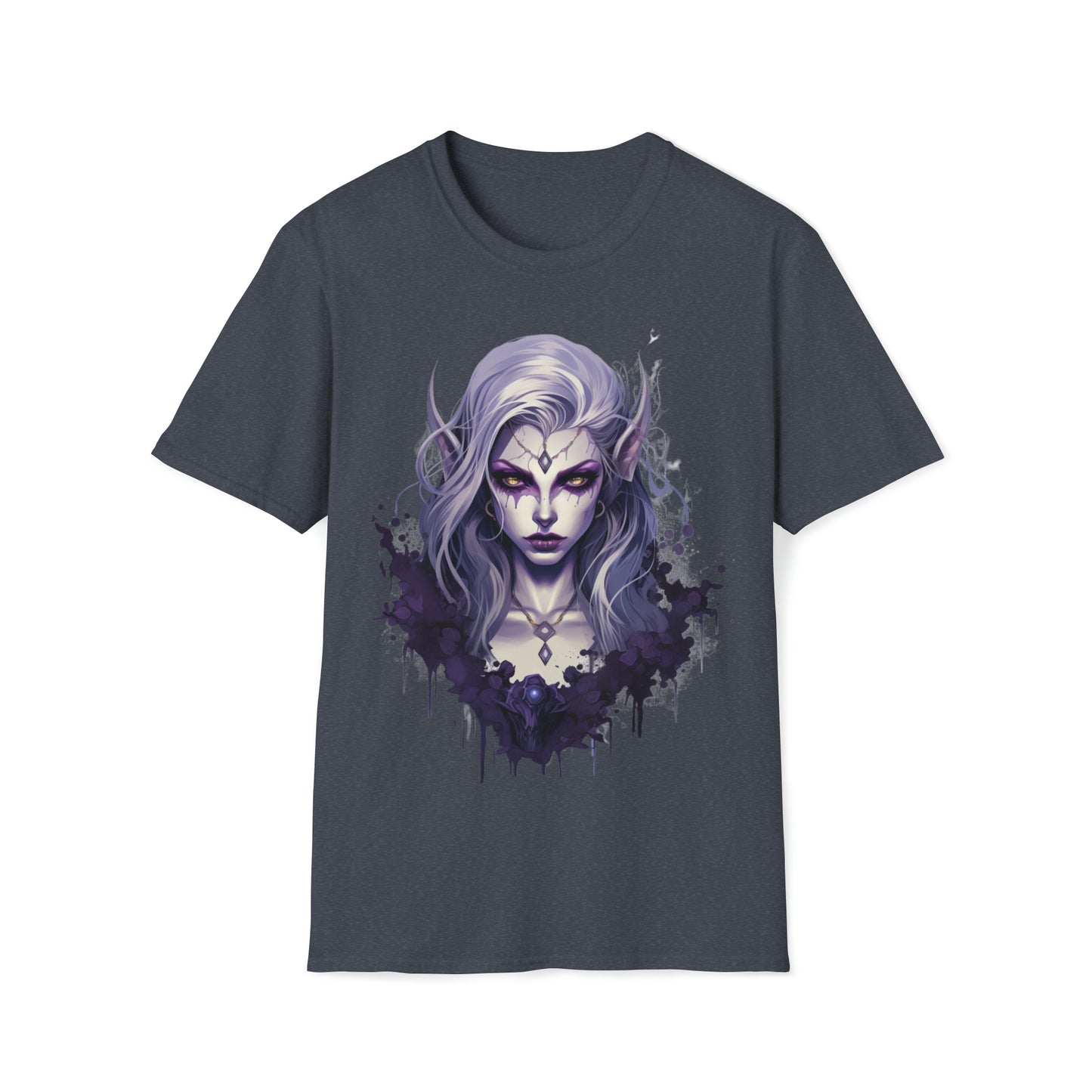Gothic Female Drow Elf - Dark Hair, Purple Eyes - Beautiful Mythical Fantasy T-Shirt, Gothic Female Drow Elf, Dark Hair, Girl Gift, For Her