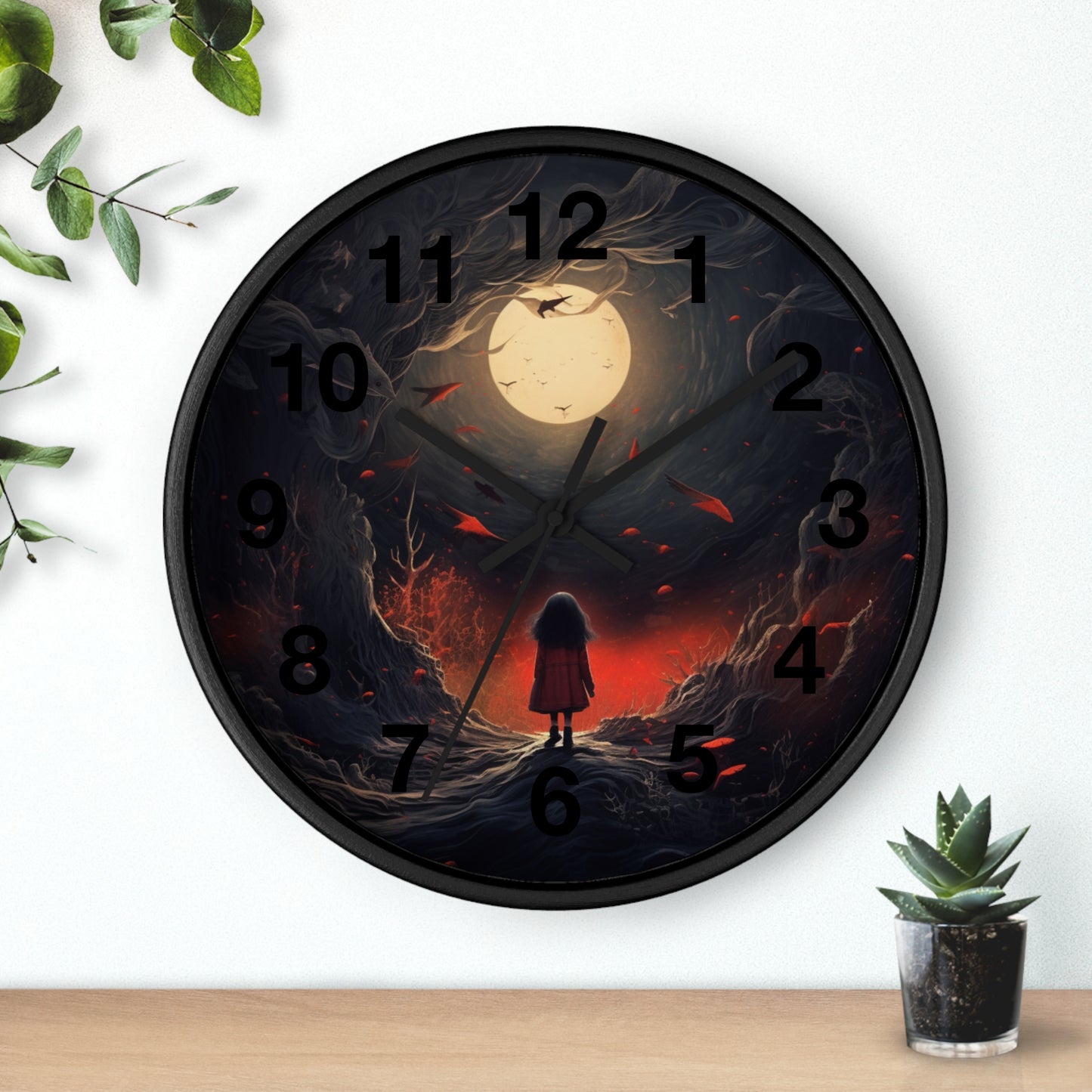 Midnight Dreams Wall Clock - Gothic, Moon, Halloween Style, Dark Academia, Spooky Lover
