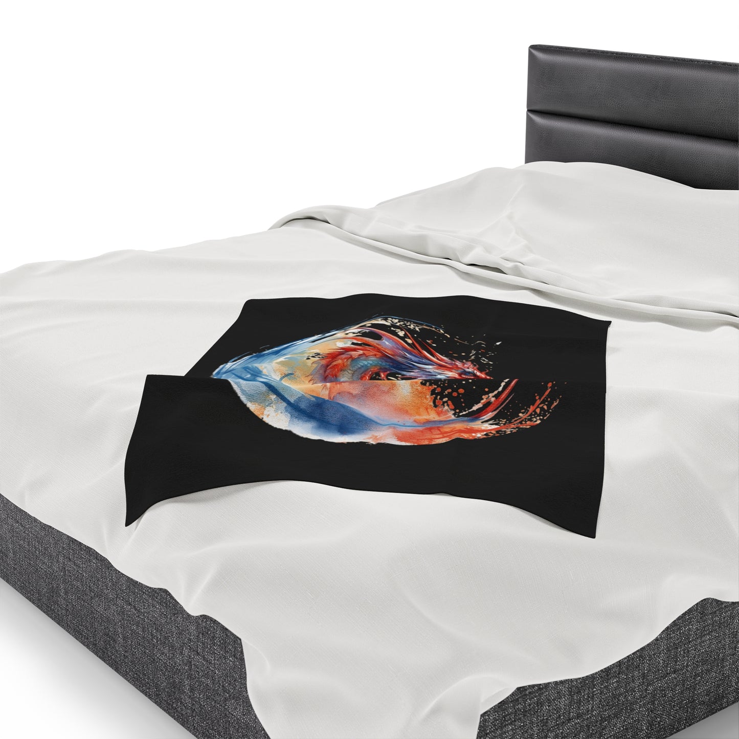 Dragon Watercolor Velveteen Plush Blanket - Captivating Fantasy Art Bedding, Magical Art, Dragon Lover, Enchanting Design, Mystical Beauty,