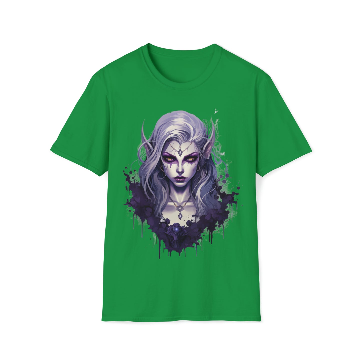 Gothic Female Drow Elf - Dark Hair, Purple Eyes - Beautiful Mythical Fantasy T-Shirt, Gothic Female Drow Elf, Dark Hair, Girl Gift, For Her