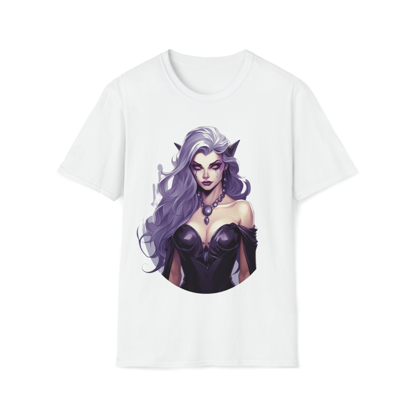 Enchanting Gothic Female Drow Elf - Dark Hair, Purple Eyes T-Shirt, Gothic Female Drow Elf, Dark Hair, Purple Eyes, Gift for her,