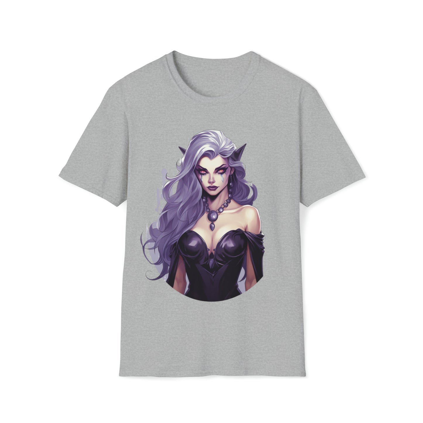 Enchanting Gothic Female Drow Elf - Dark Hair, Purple Eyes T-Shirt, Gothic Female Drow Elf, Dark Hair, Purple Eyes, Gift for her,
