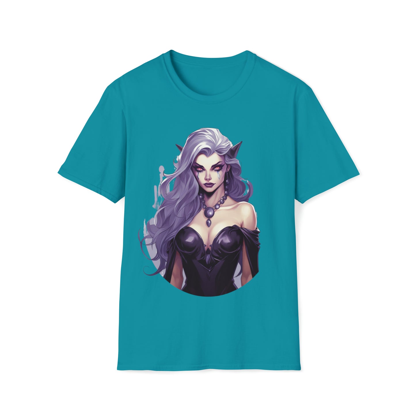 Enchanting Gothic Female Drow Elf - Dark Hair, Purple Eyes T-Shirt, Gothic Female Drow Elf, Dark Hair, Purple Eyes, Gift for her,
