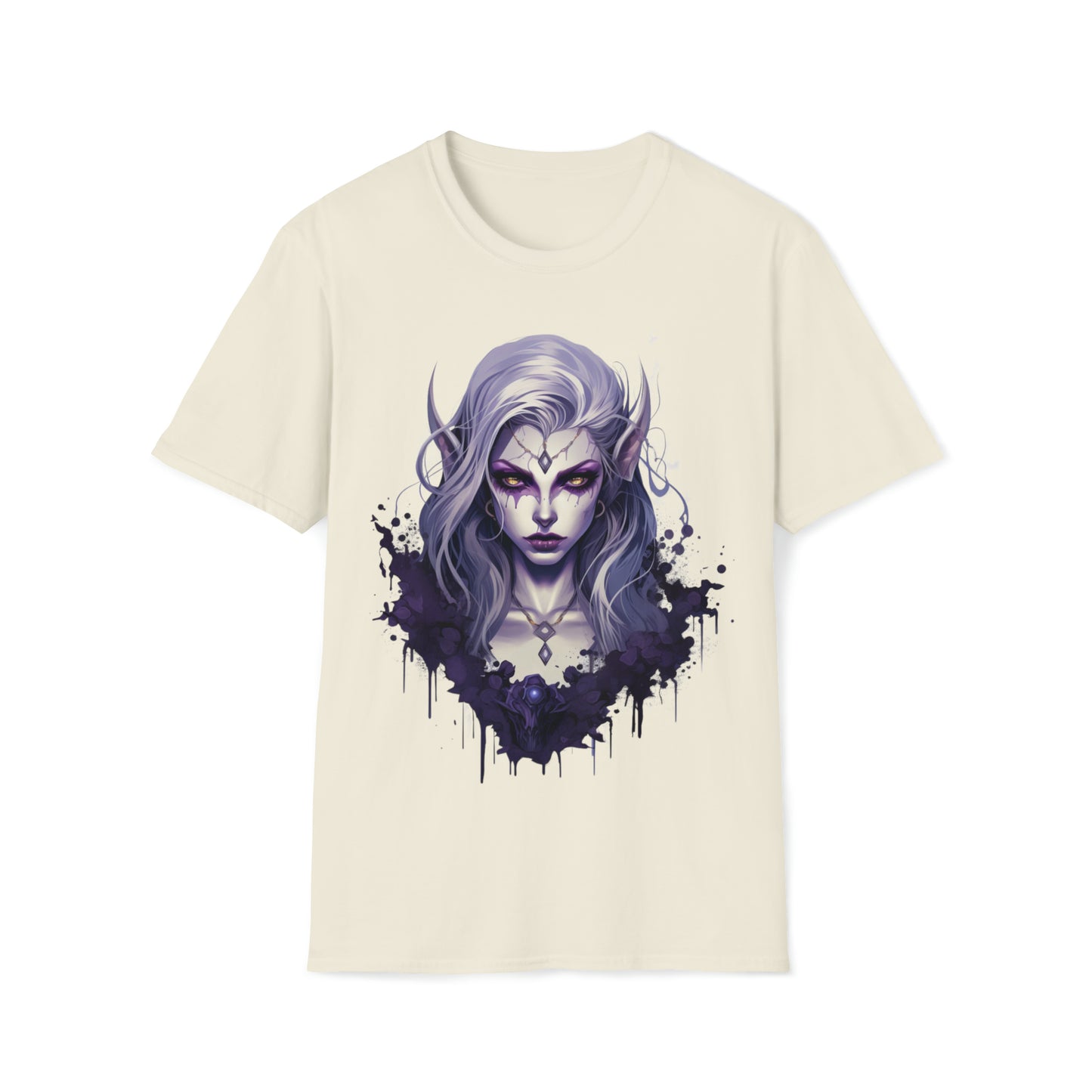 Gothic Female Drow Elf - Dark Hair, Purple Eyes - Beautiful Mythical Fantasy T-Shirt, Gothic Female Drow Elf, Dark Hair, Girl Gift, For Her