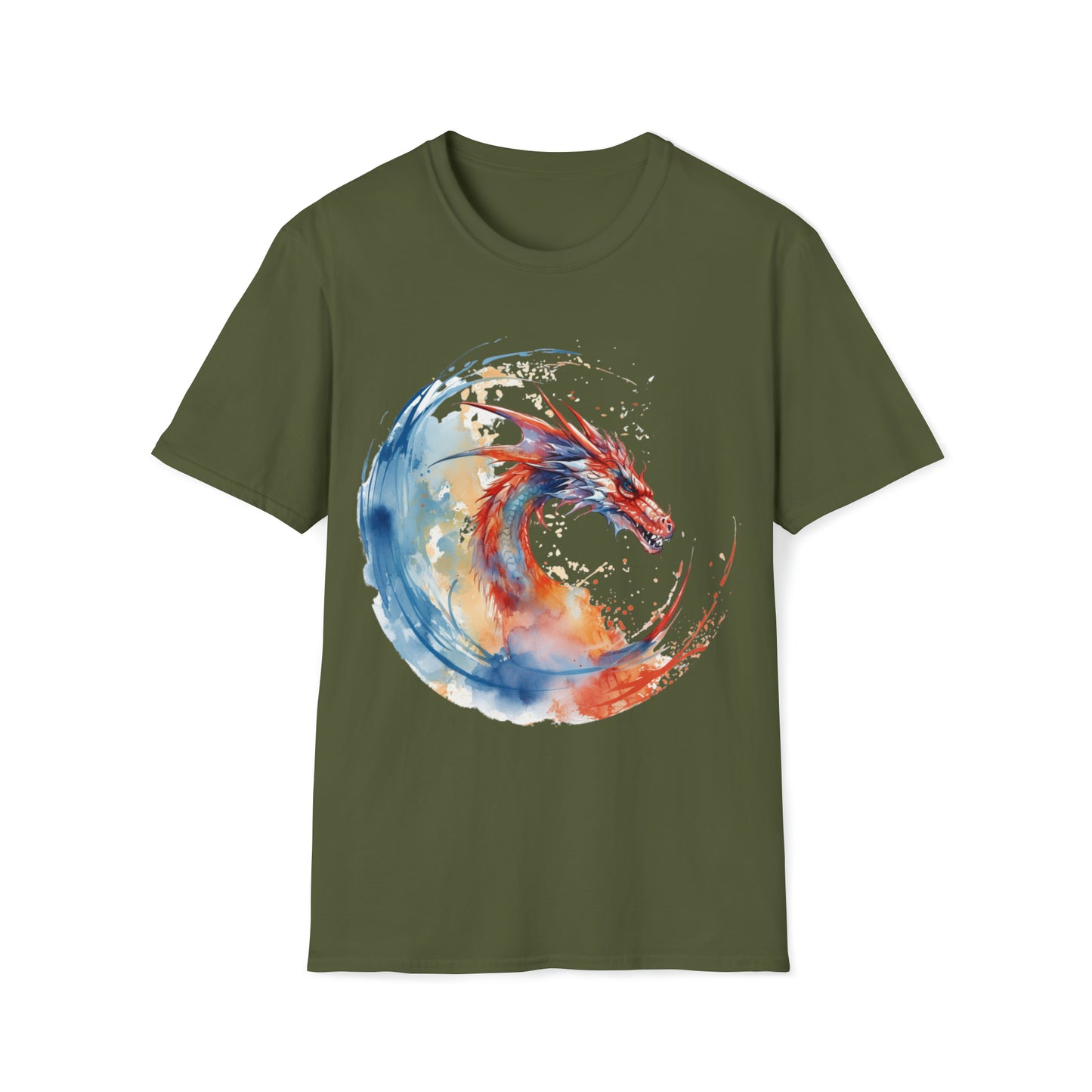 Dragon Watercolor Tee Shirt - Captivating Fantasy Art Apparel T-Shirt, Mythical Creature, Dragon Lover, Enchanting Design, Mystical Beauty