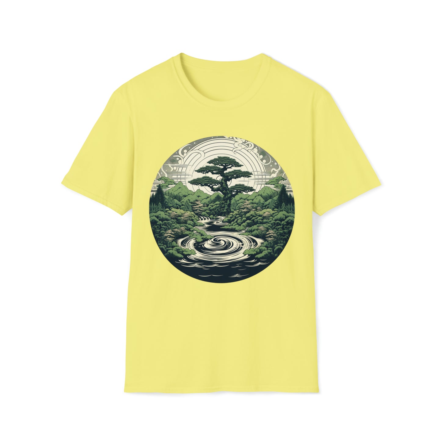 Green Zen Garden Tee Shirt, Meditate by the Serene Pond, Green Zen Garden Tee, Meditation Pond Shirt, Serene Nature Tee, Mindfulness Apparel