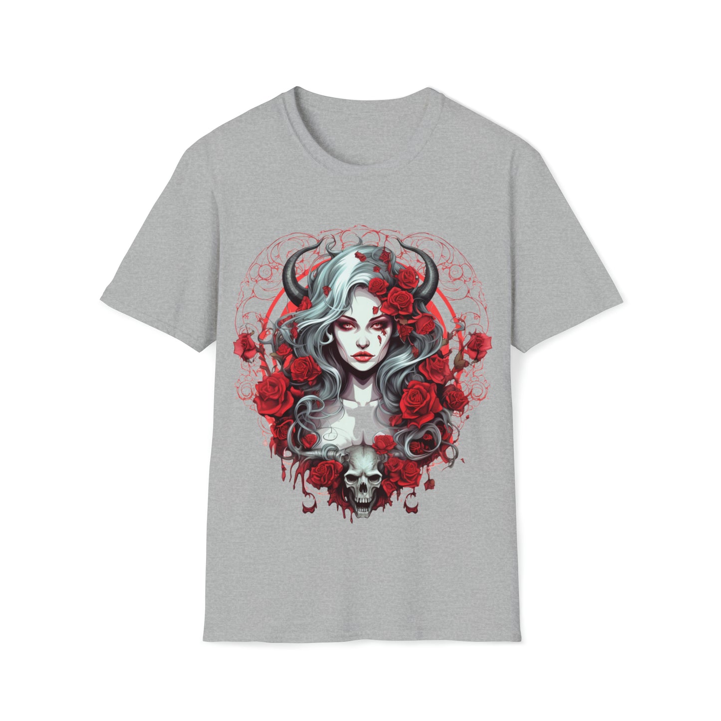 Mythical Fantasy Fairy Life Blood Scythe - Skulls, Roses, and Beautiful Woman - Enchanting Gothic T-Shirt, Gift for her, Witchy Gift.