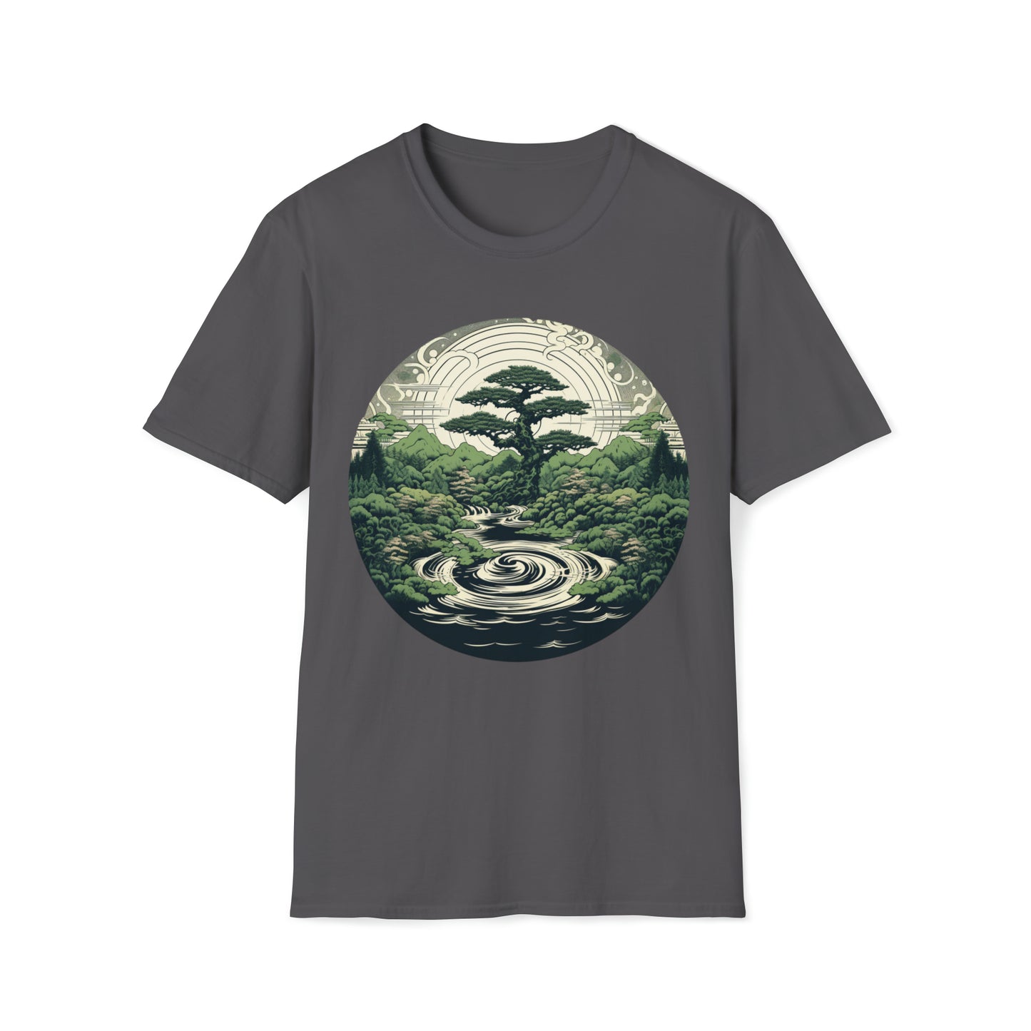 Green Zen Garden Tee Shirt, Meditate by the Serene Pond, Green Zen Garden Tee, Meditation Pond Shirt, Serene Nature Tee, Mindfulness Apparel