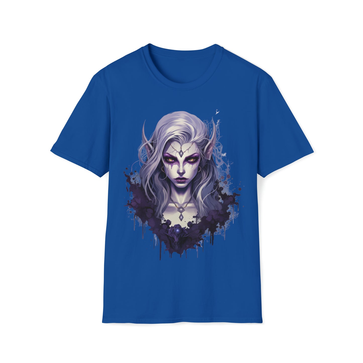 Gothic Female Drow Elf - Dark Hair, Purple Eyes - Beautiful Mythical Fantasy T-Shirt, Gothic Female Drow Elf, Dark Hair, Girl Gift, For Her