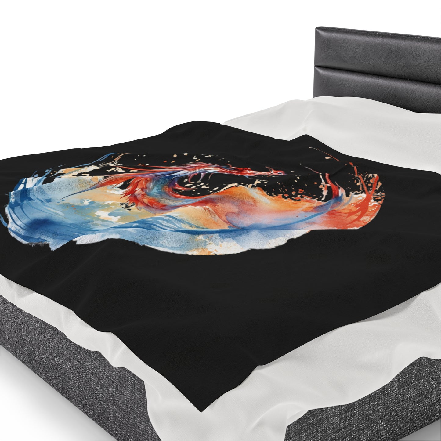 Dragon Watercolor Velveteen Plush Blanket - Captivating Fantasy Art Bedding, Magical Art, Dragon Lover, Enchanting Design, Mystical Beauty,