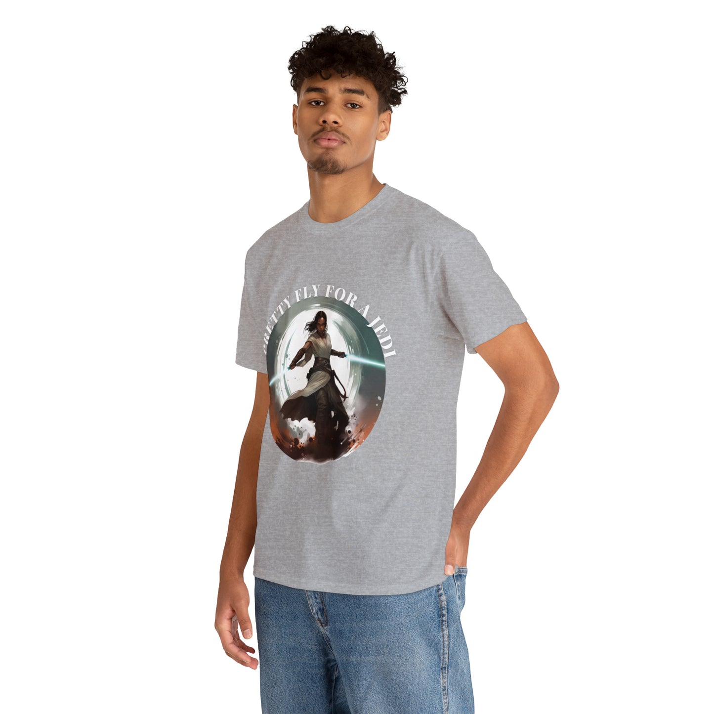 Pretty Fly for a Jedi Tee Shirt - Perfect Gift for Sci-Fi Fans Unisex Heavy Cotton Tee