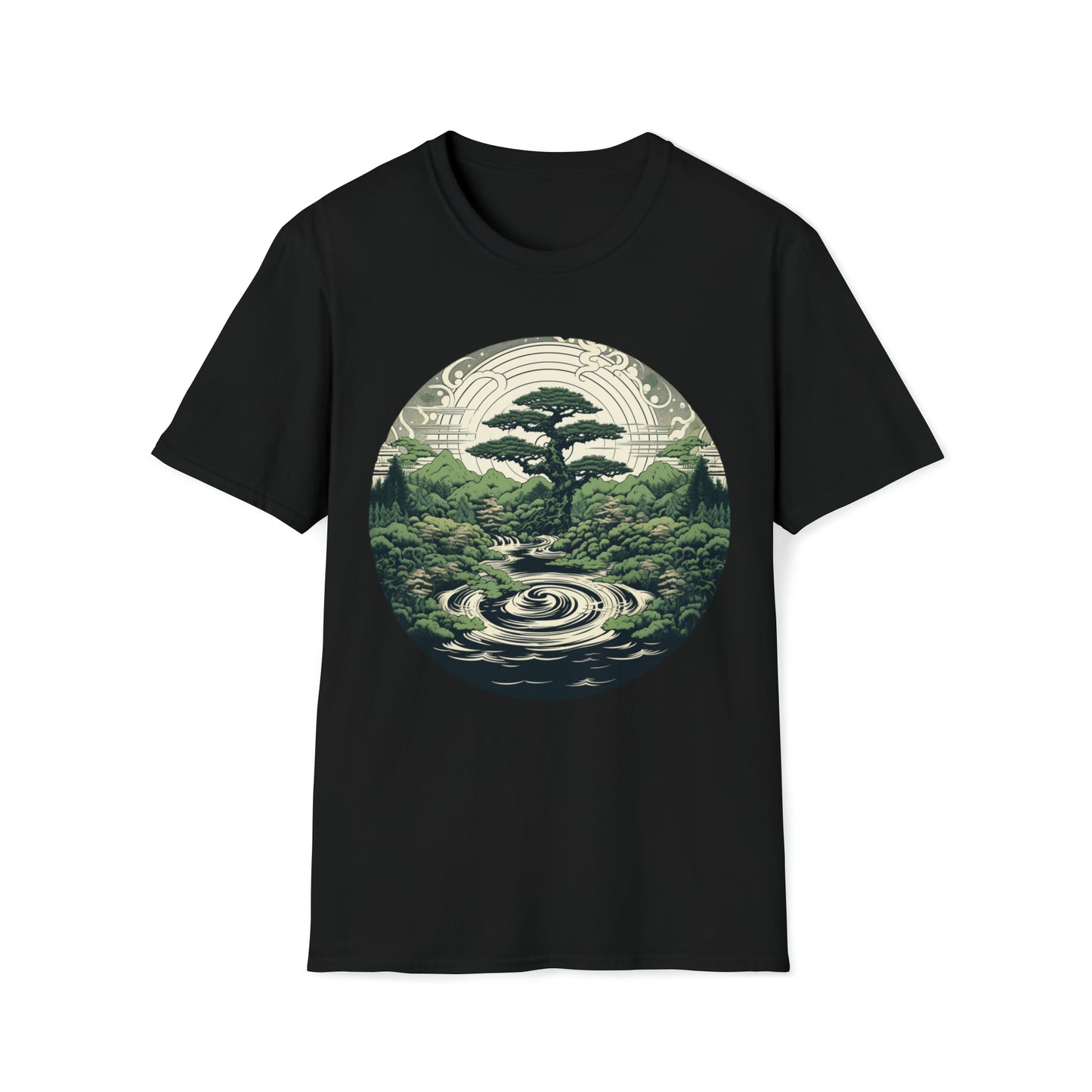 Green Zen Garden Tee Shirt, Meditate by the Serene Pond, Green Zen Garden Tee, Meditation Pond Shirt, Serene Nature Tee, Mindfulness Apparel