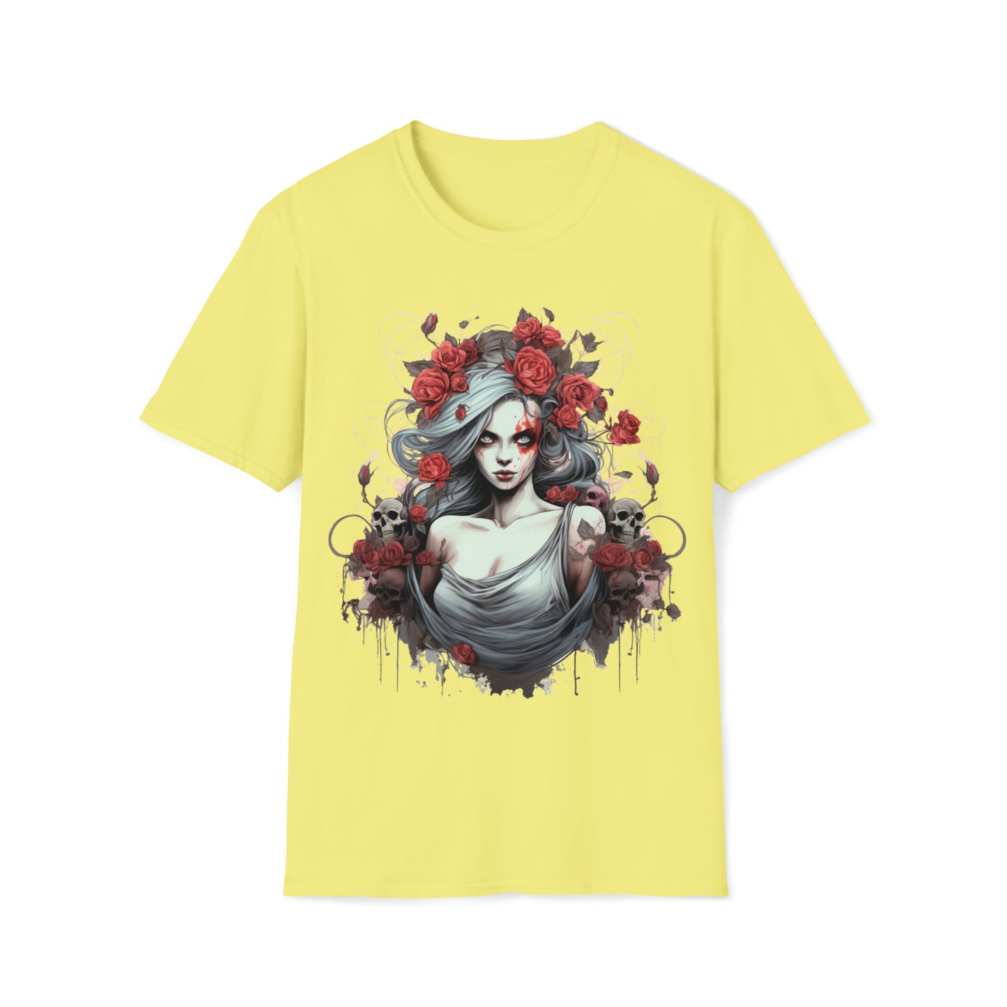 Mystical Fantasy Skeletal Fairy - Skulls and Roses, Skeletal Fairy, Skulls and Roses, Beautiful Woman Sculpture, Gothic Fantasy Art, T-Shirt