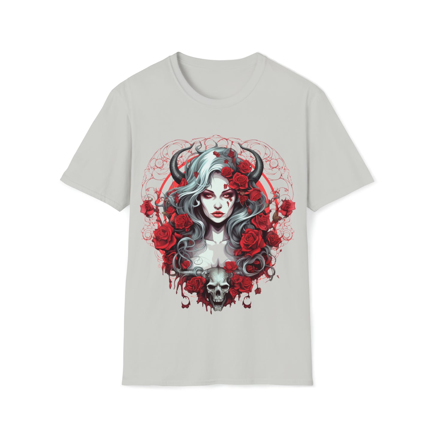 Mythical Fantasy Fairy Life Blood Scythe - Skulls, Roses, and Beautiful Woman - Enchanting Gothic T-Shirt, Gift for her, Witchy Gift.