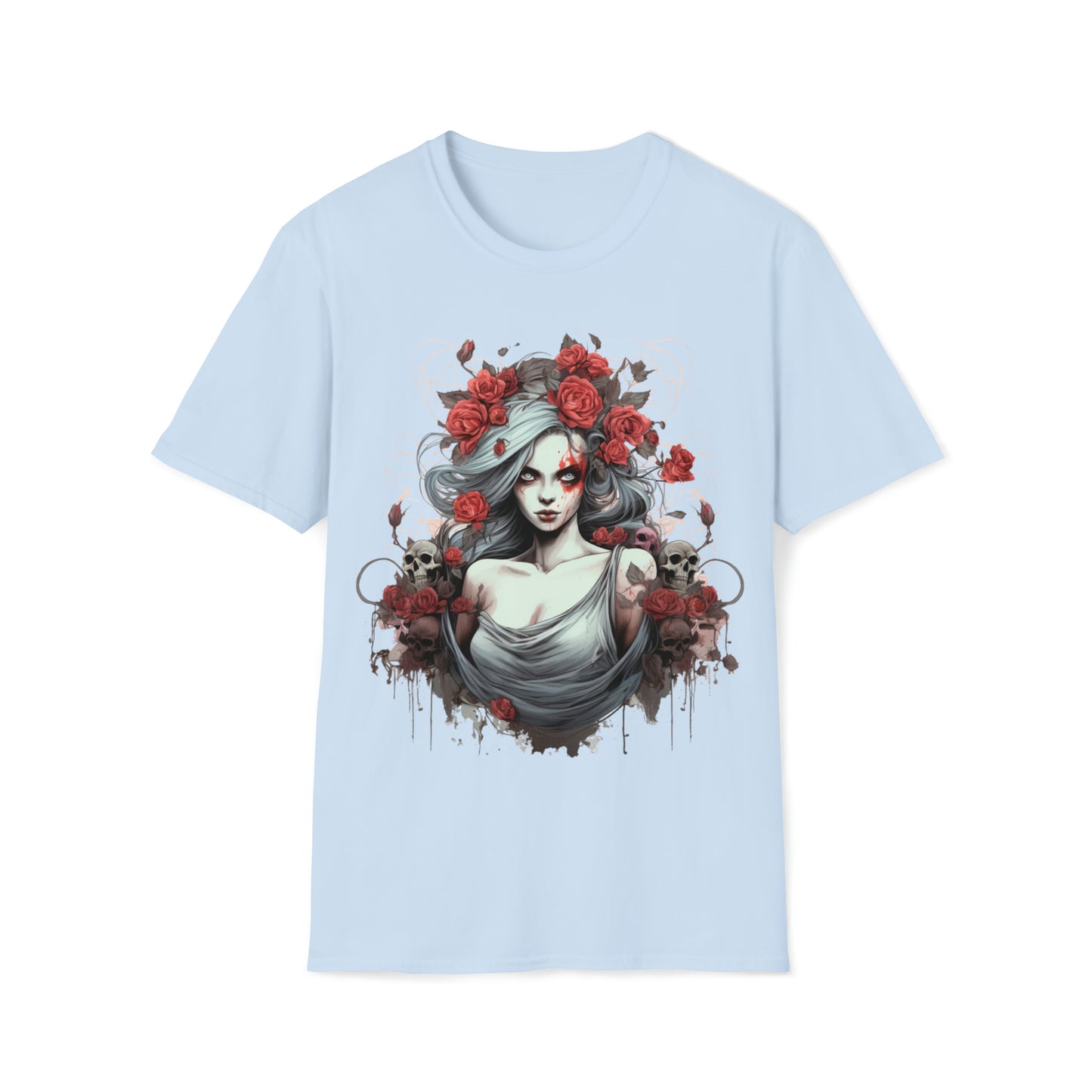 Mystical Fantasy Skeletal Fairy - Skulls and Roses, Skeletal Fairy, Skulls and Roses, Beautiful Woman Sculpture, Gothic Fantasy Art, T-Shirt