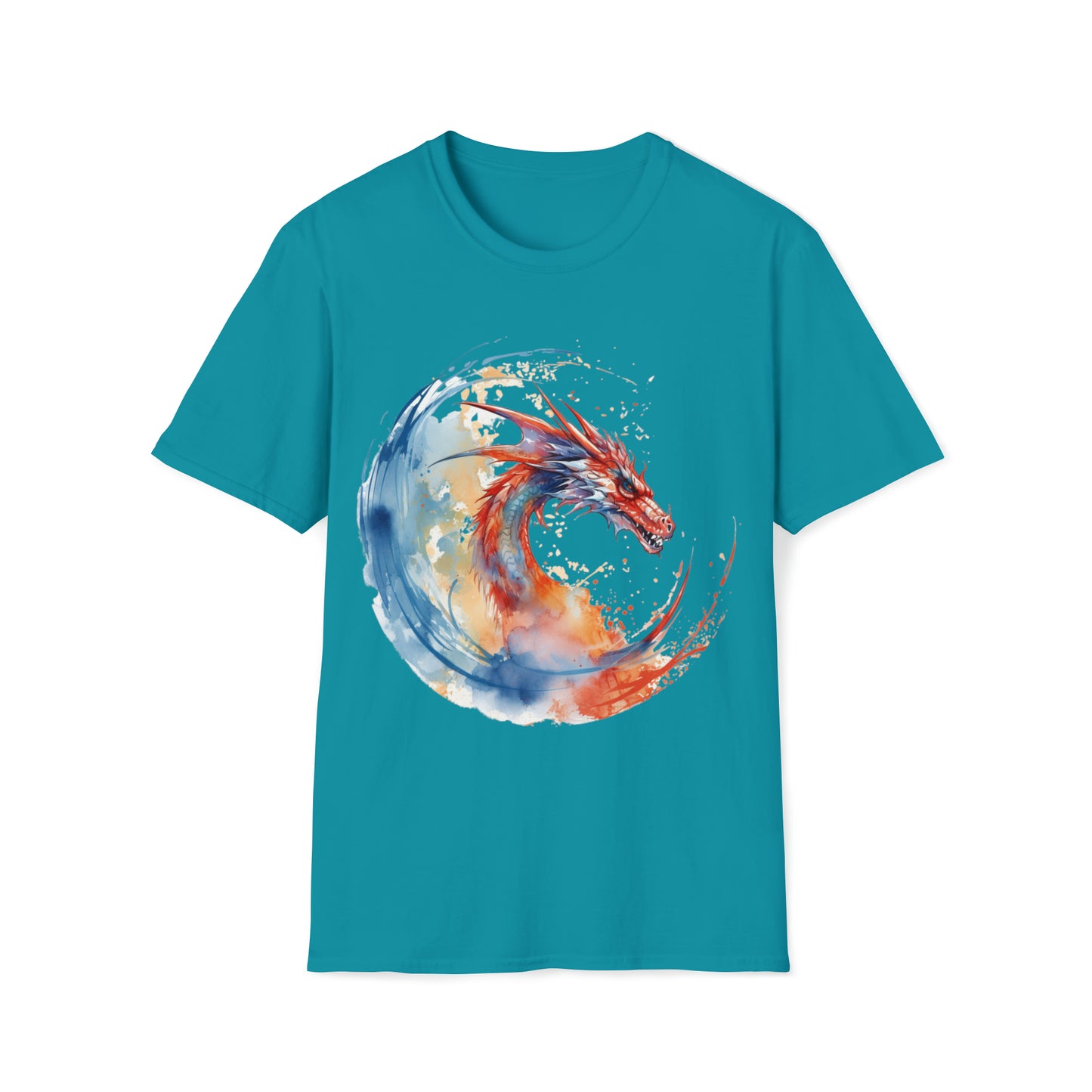 Dragon Watercolor Tee Shirt - Captivating Fantasy Art Apparel T-Shirt, Mythical Creature, Dragon Lover, Enchanting Design, Mystical Beauty