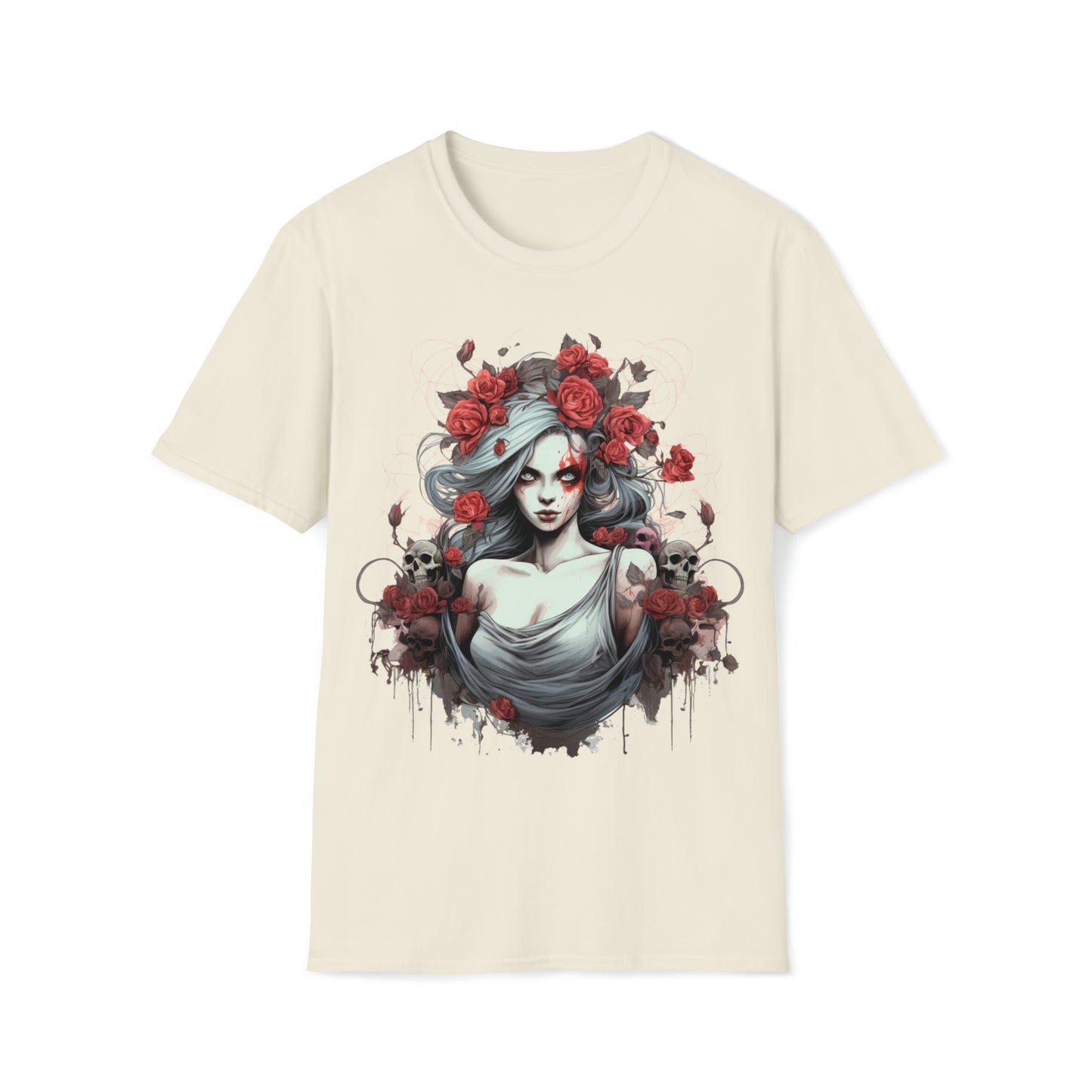 Mystical Fantasy Skeletal Fairy - Skulls and Roses, Skeletal Fairy, Skulls and Roses, Beautiful Woman Sculpture, Gothic Fantasy Art, T-Shirt