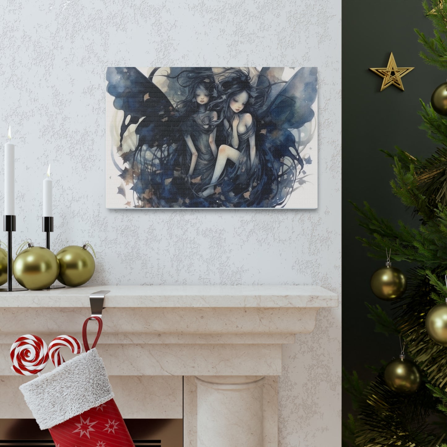 Dark Fairies Watercolor art Canvas Gallery Wraps
