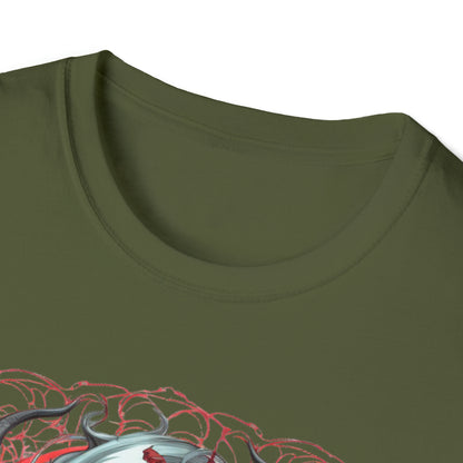 Mythical Fantasy Fairy Life Blood Scythe - Skulls, Roses, and Beautiful Woman - Enchanting Gothic T-Shirt, Gift for her, Witchy Gift.