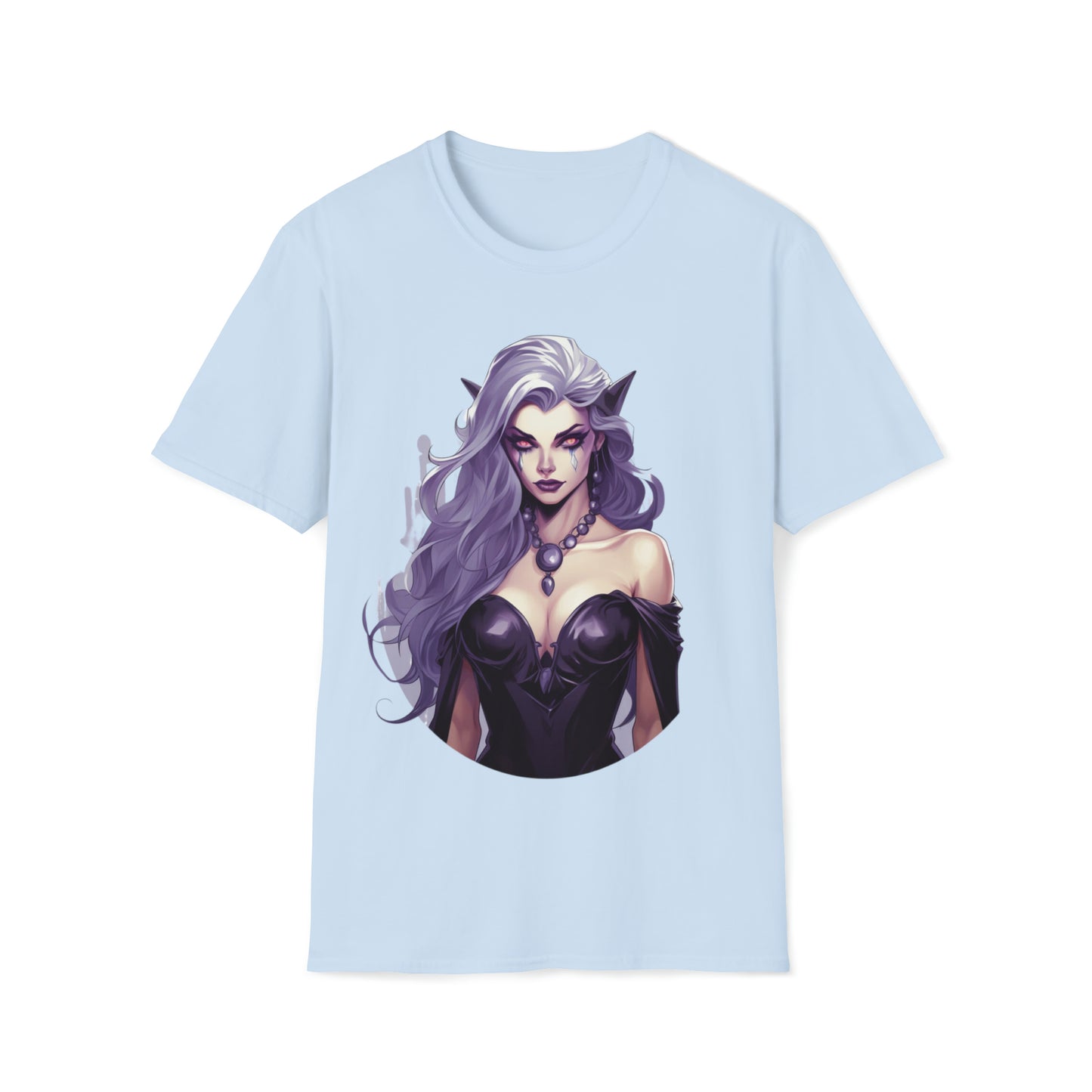 Enchanting Gothic Female Drow Elf - Dark Hair, Purple Eyes T-Shirt, Gothic Female Drow Elf, Dark Hair, Purple Eyes, Gift for her,