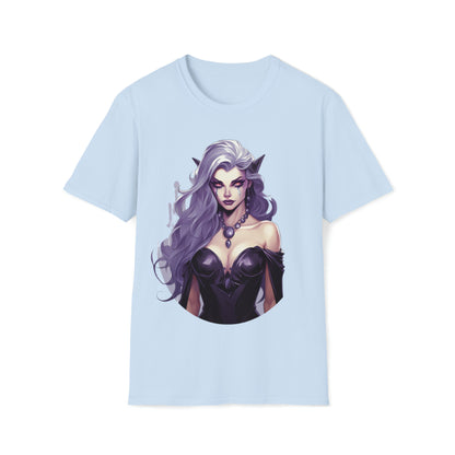 Enchanting Gothic Female Drow Elf - Dark Hair, Purple Eyes T-Shirt, Gothic Female Drow Elf, Dark Hair, Purple Eyes, Gift for her,