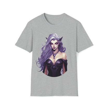 Enchanting Gothic Female Drow Elf - Dark Hair, Purple Eyes T-Shirt, Gothic Female Drow Elf, Dark Hair, Purple Eyes, Gift for her,