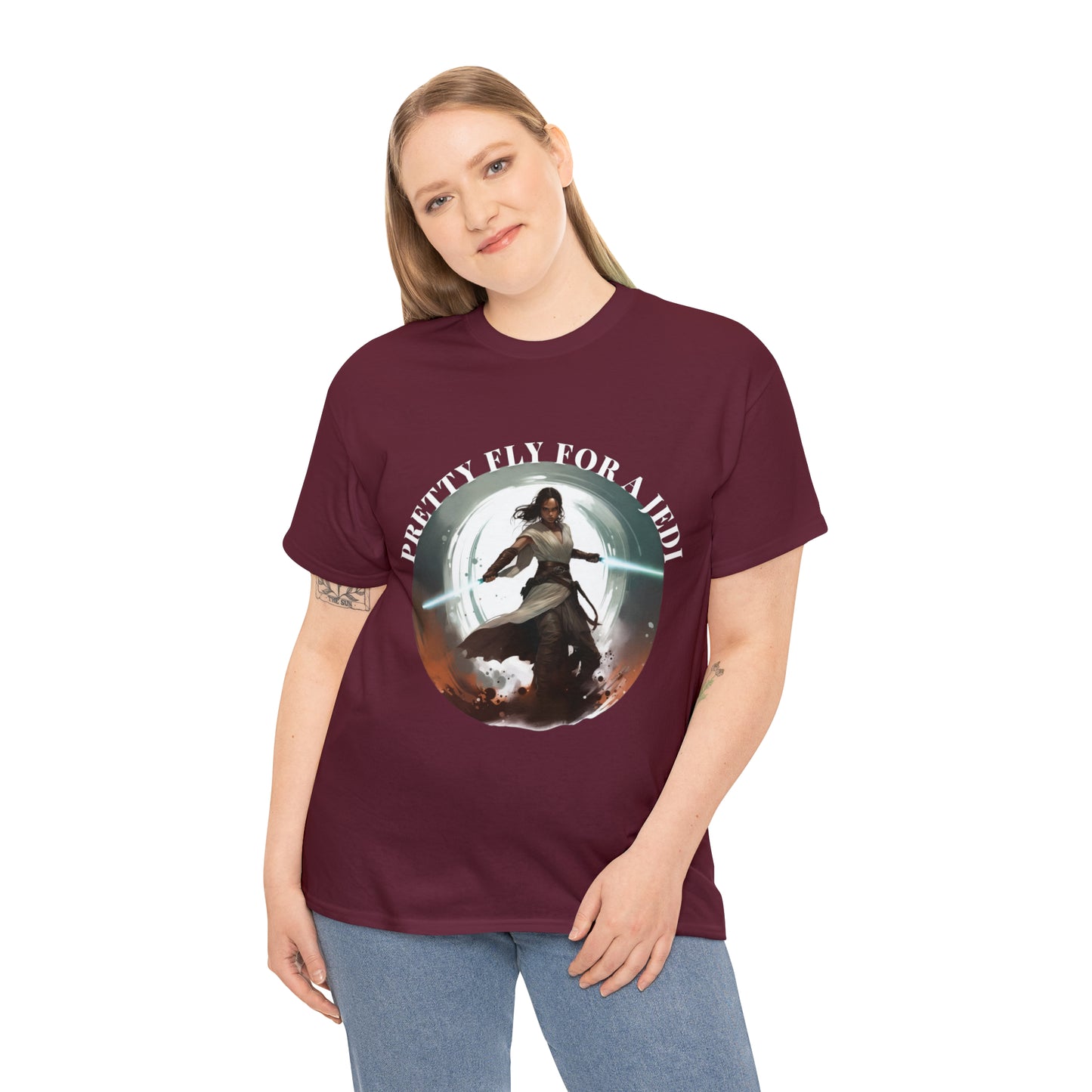 Pretty Fly for a Jedi Tee Shirt - Perfect Gift for Sci-Fi Fans Unisex Heavy Cotton Tee