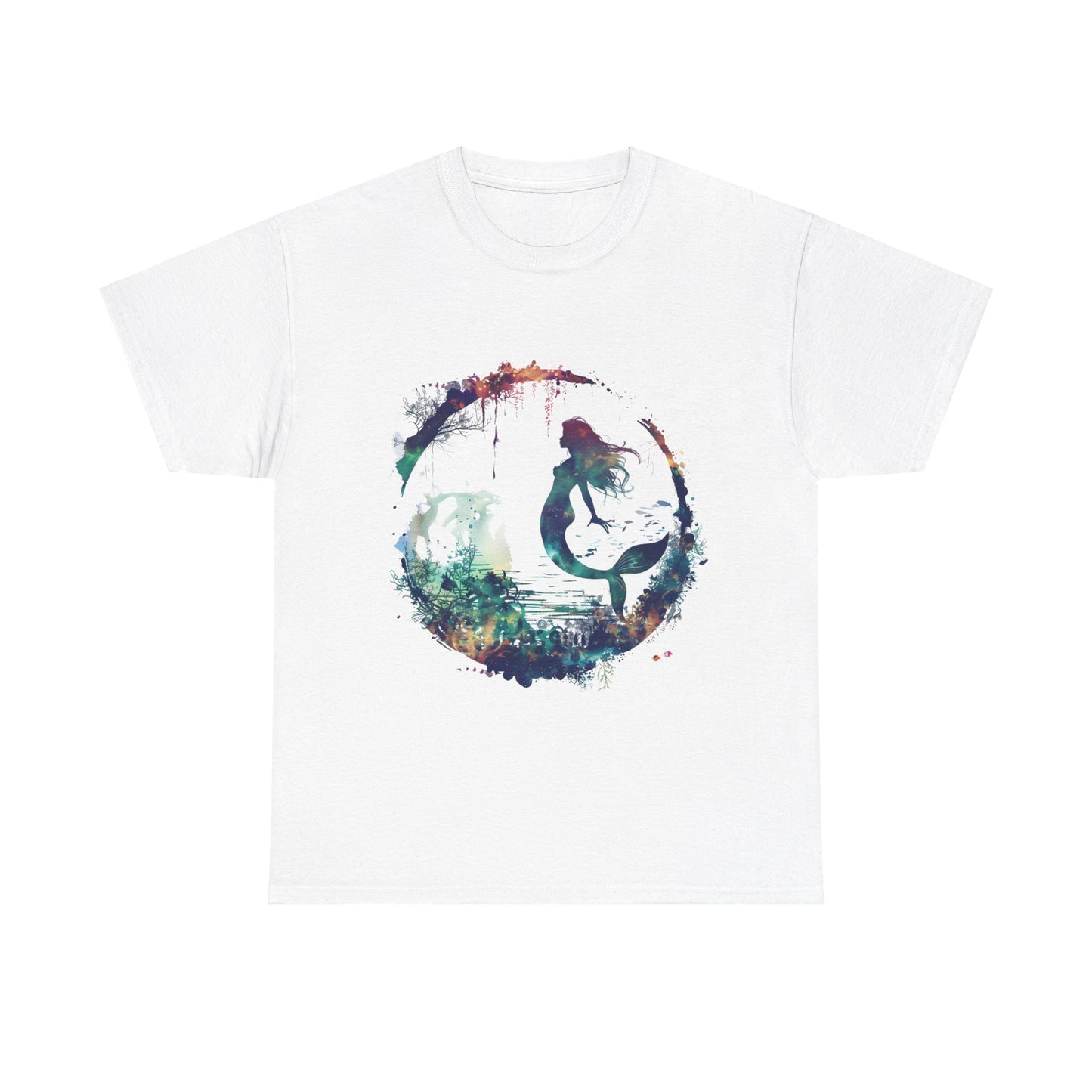 Enchanted Mermaid Silhouette - Dark Academia Unisex Heavy Cotton Tee