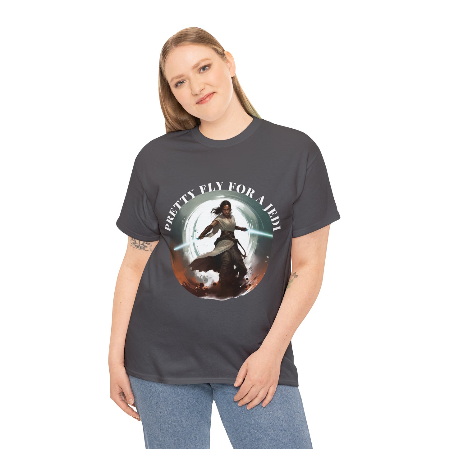 Pretty Fly for a Jedi Tee Shirt - Perfect Gift for Sci-Fi Fans Unisex Heavy Cotton Tee