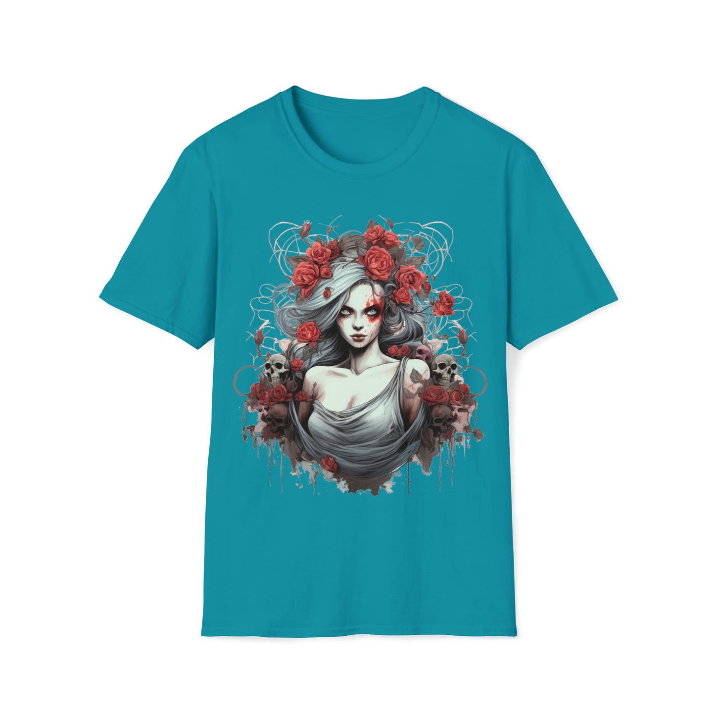 Mystical Fantasy Skeletal Fairy - Skulls and Roses, Skeletal Fairy, Skulls and Roses, Beautiful Woman Sculpture, Gothic Fantasy Art, T-Shirt