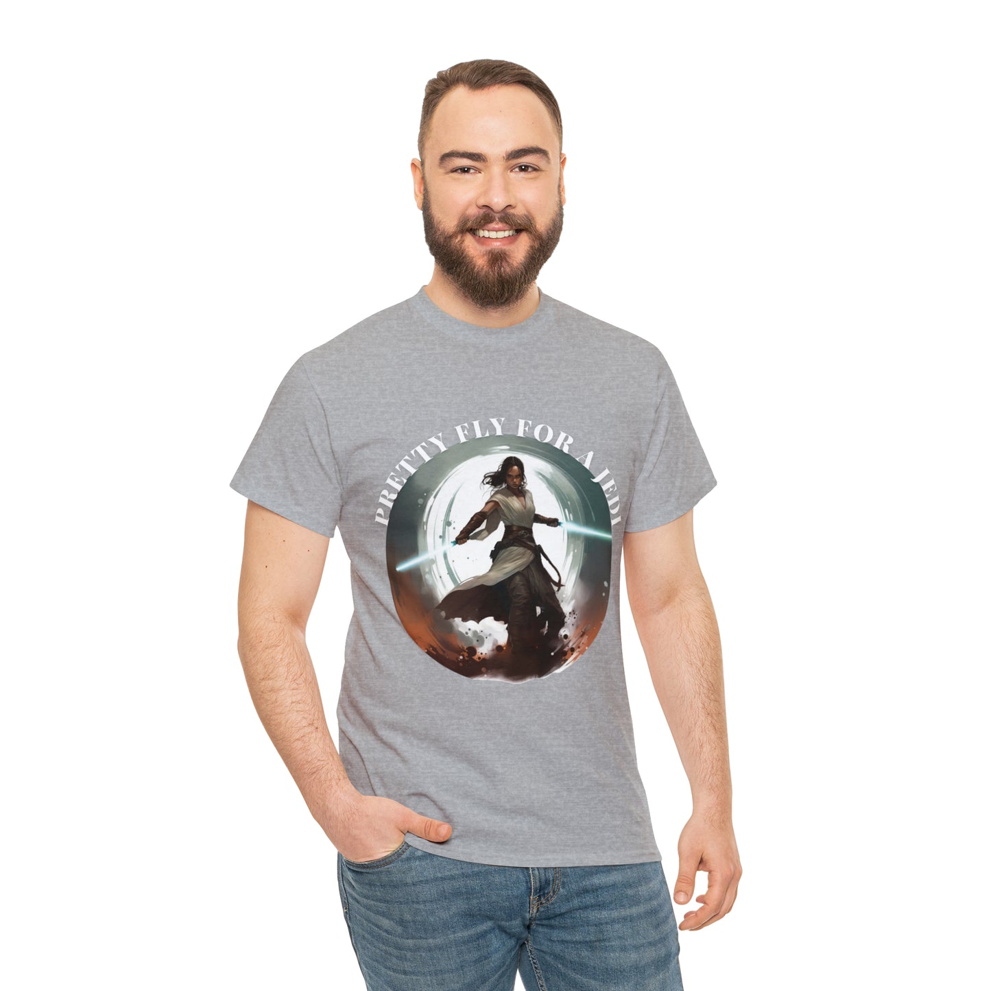 Pretty Fly for a Jedi Tee Shirt - Perfect Gift for Sci-Fi Fans Unisex Heavy Cotton Tee