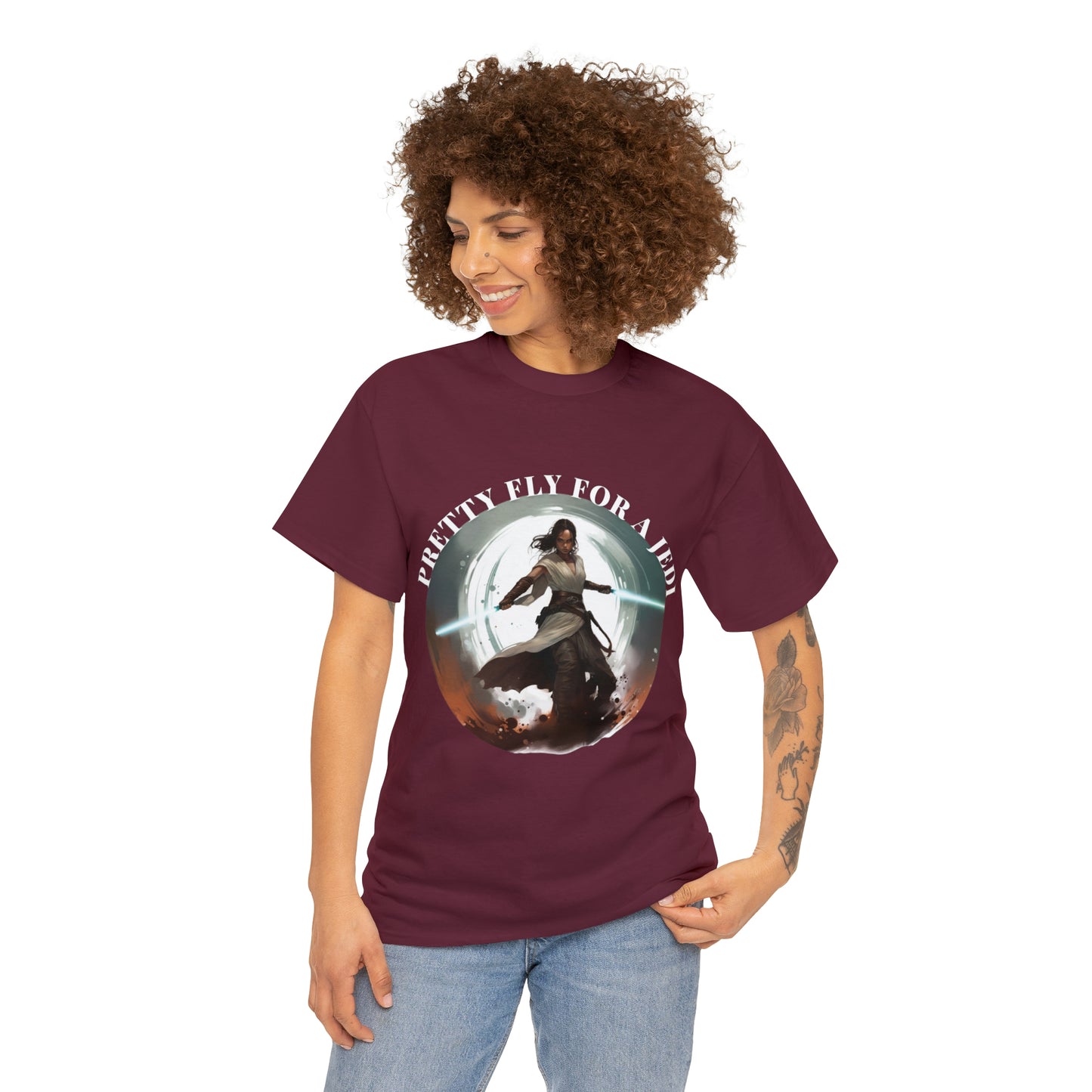 Pretty Fly for a Jedi Tee Shirt - Perfect Gift for Sci-Fi Fans Unisex Heavy Cotton Tee
